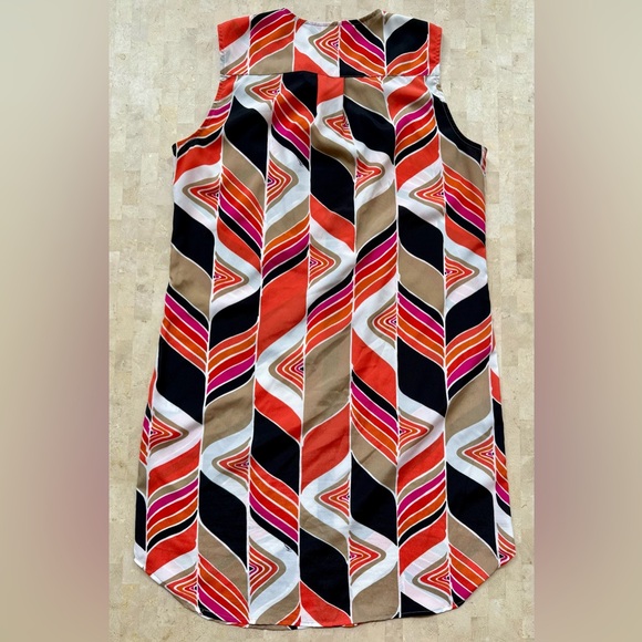 Trina Turk Women's 100% Silk Geometric Shirt Shift Dress Sz 10 Printed Colorful - Picture 7 of 8